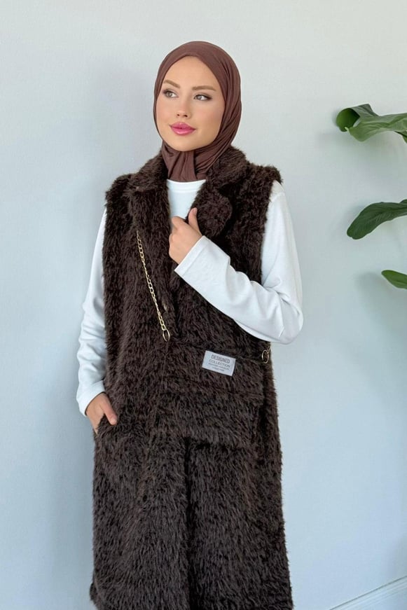 Çantalı Kürklü Yelek