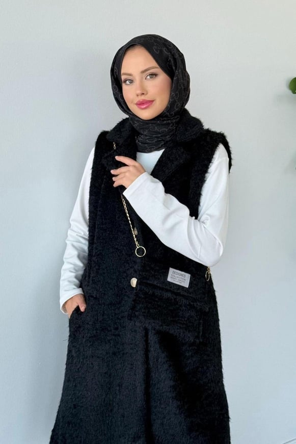 Çantalı Kürklü Yelek