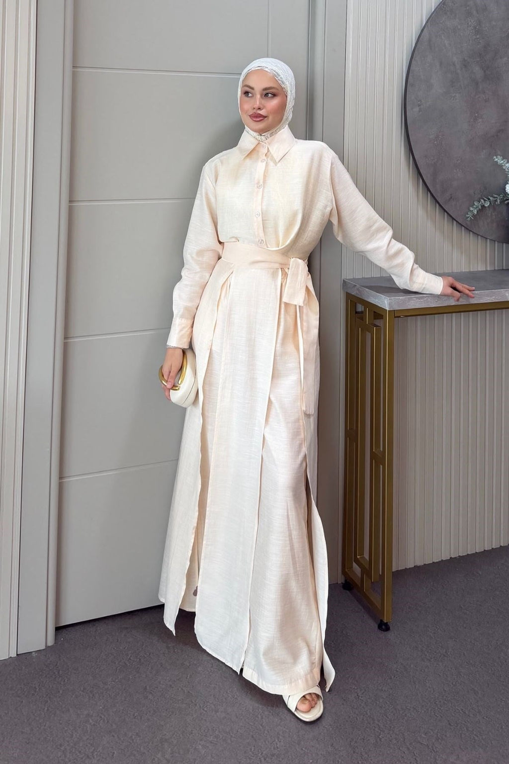Celine Yırtmaçlı Pantolonlu Takım