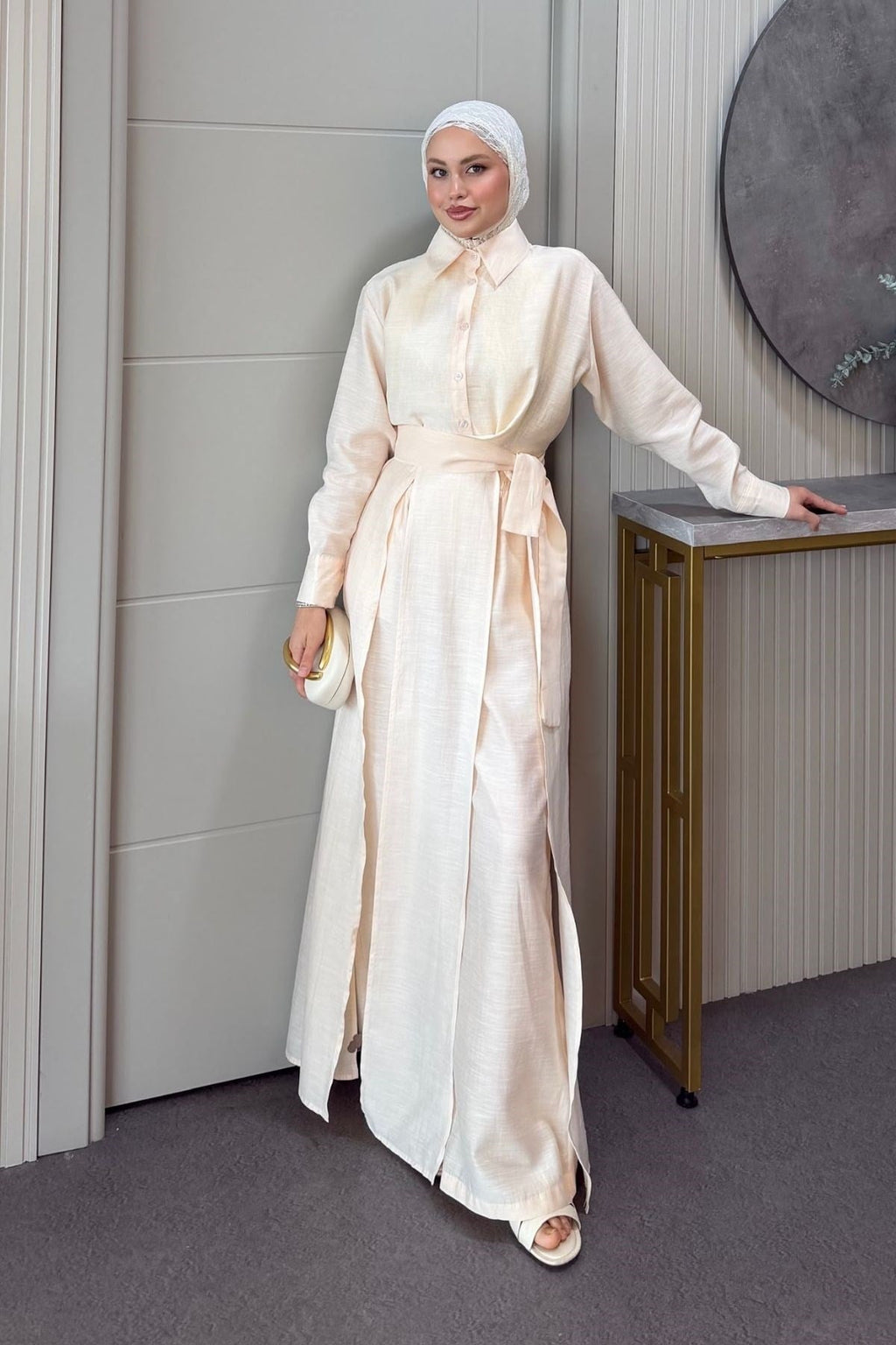 Celine Yırtmaçlı Pantolonlu Takım