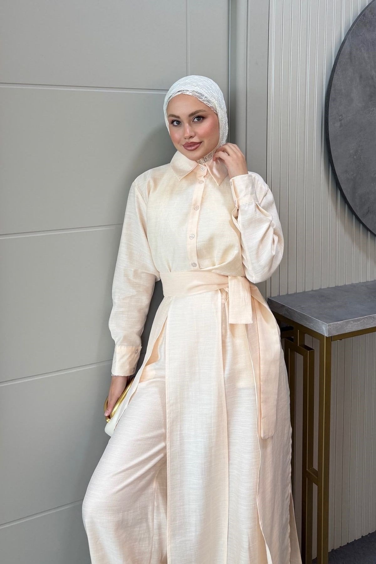 Celine Yırtmaçlı Pantolonlu Takım