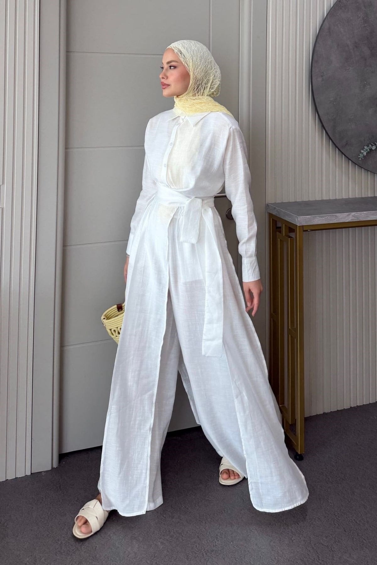Celine Yırtmaçlı Pantolonlu Takım