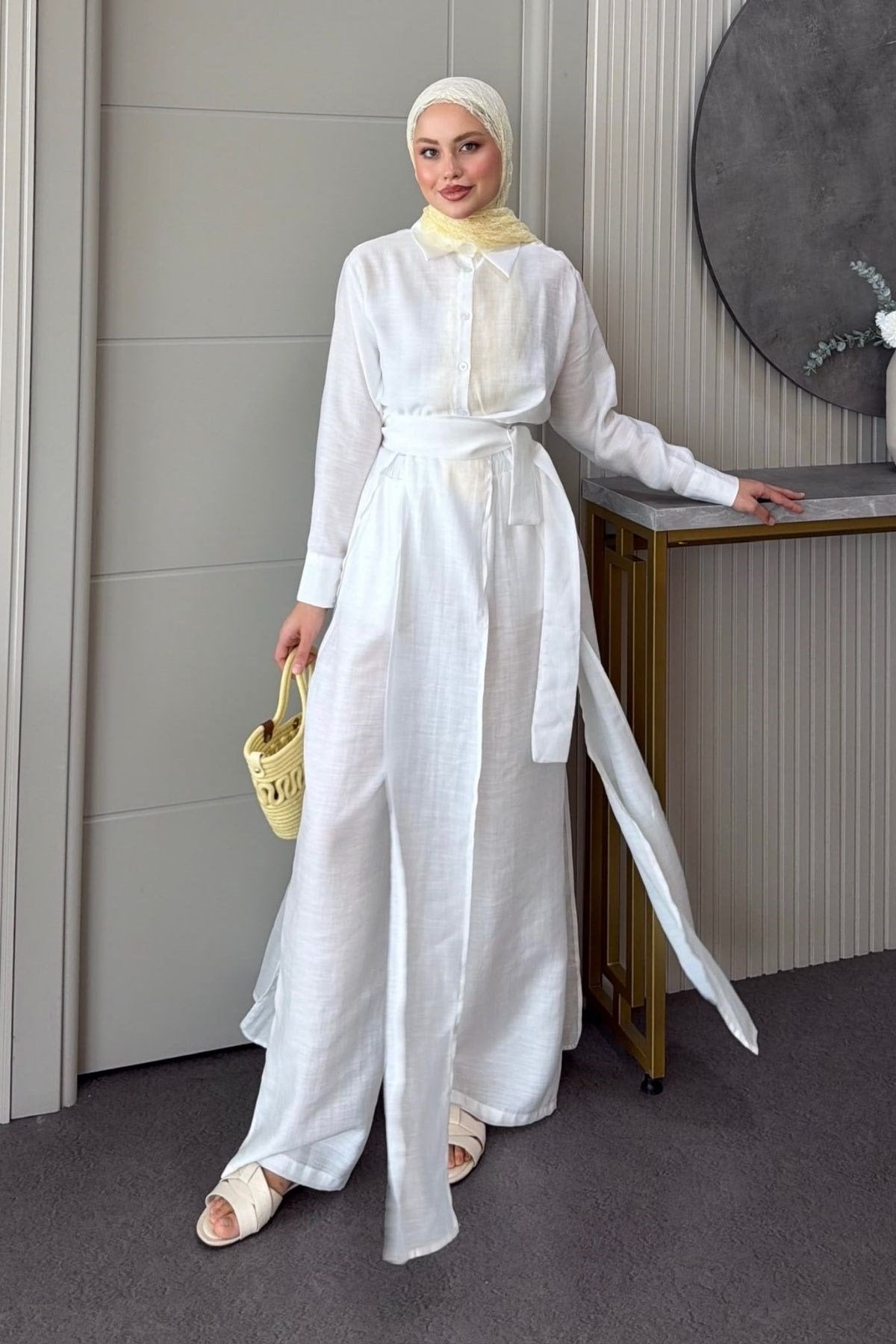 Celine Yırtmaçlı Pantolonlu Takım