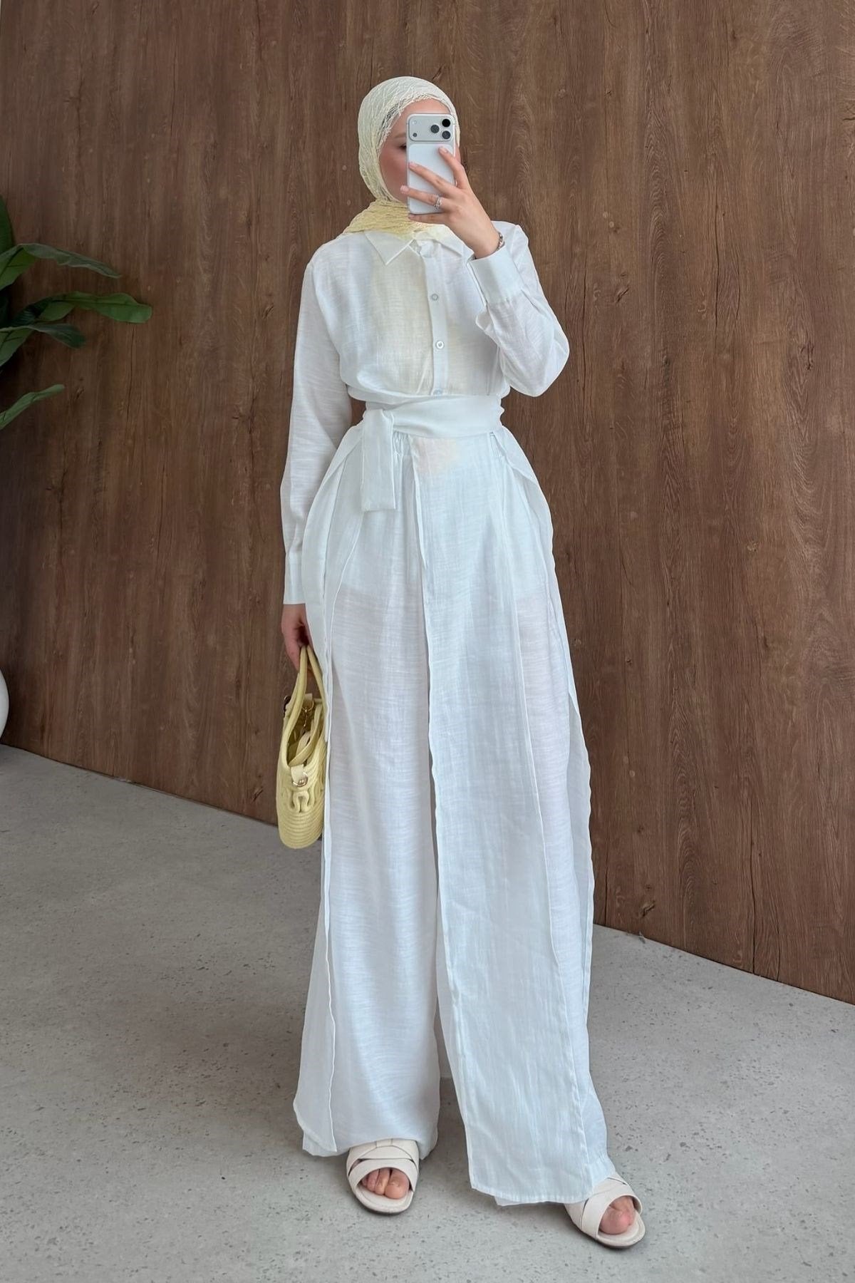 Celine Yırtmaçlı Pantolonlu Takım