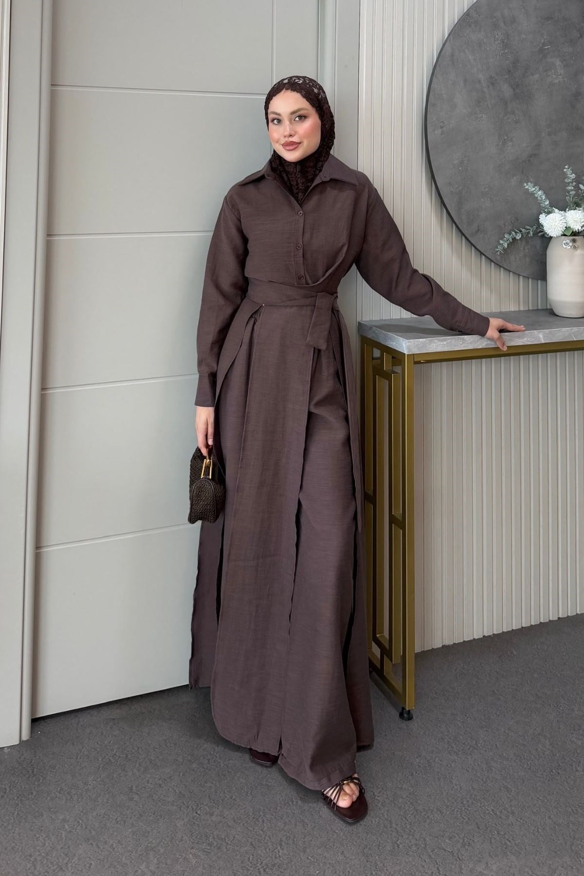 Celine Yırtmaçlı Pantolonlu Takım