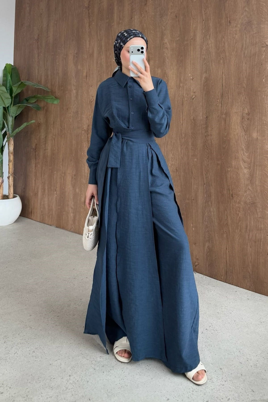 Celine Yırtmaçlı Pantolonlu Takım