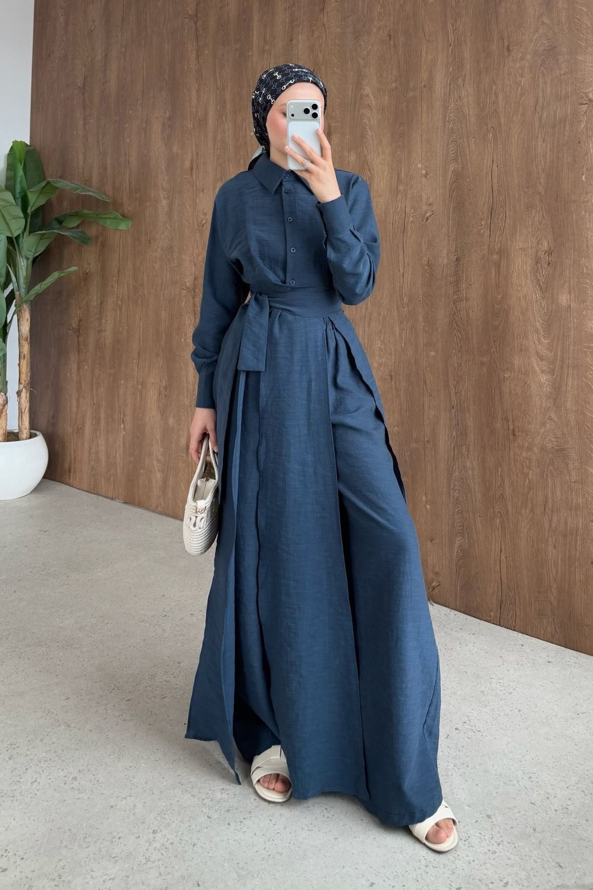 Celine Yırtmaçlı Pantolonlu Takım