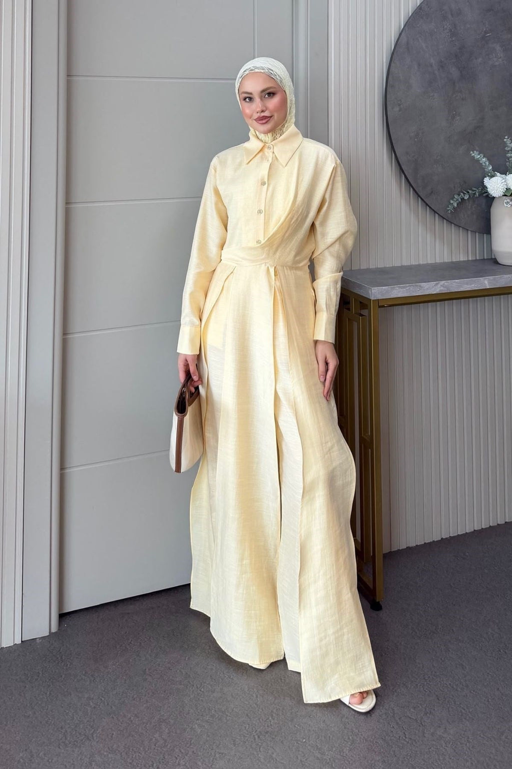 Celine Yırtmaçlı Pantolonlu Takım