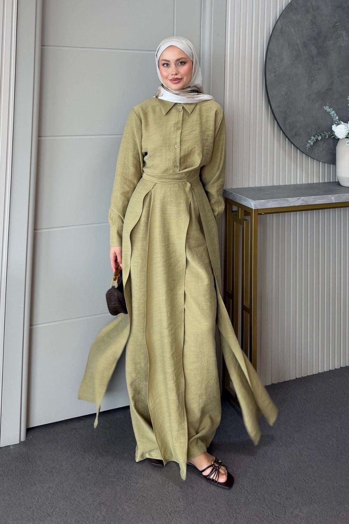 Celine Yırtmaçlı Pantolonlu Takım