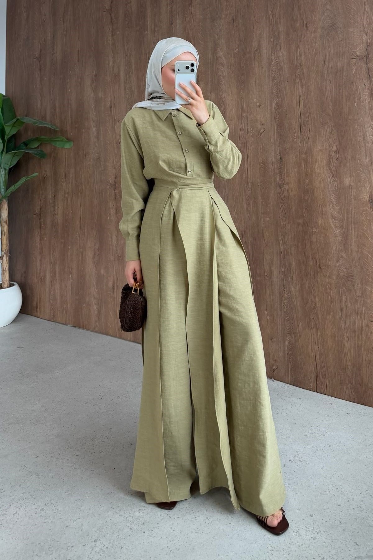 Celine Yırtmaçlı Pantolonlu Takım