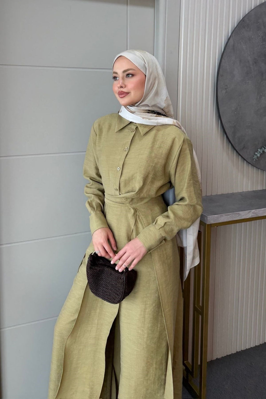 Celine Yırtmaçlı Pantolonlu Takım