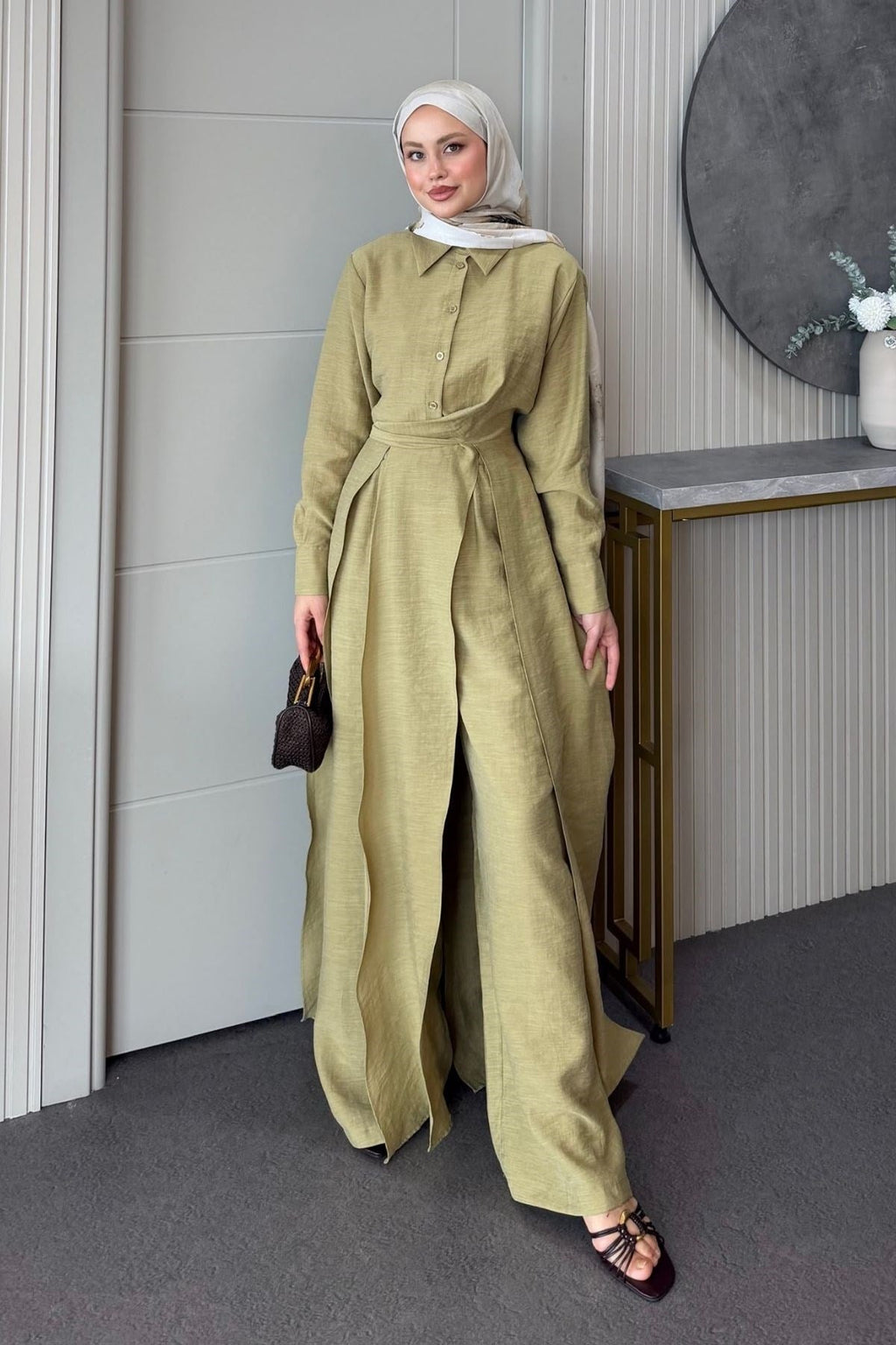 Celine Yırtmaçlı Pantolonlu Takım