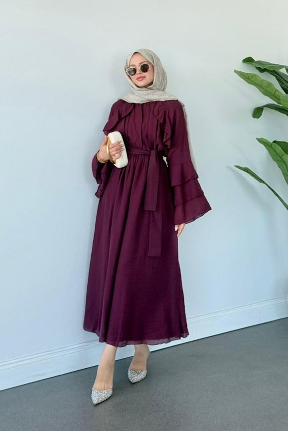 Delux Fırfırlı Pamuk Elbise