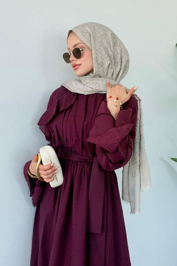 Delux Fırfırlı Pamuk Elbise