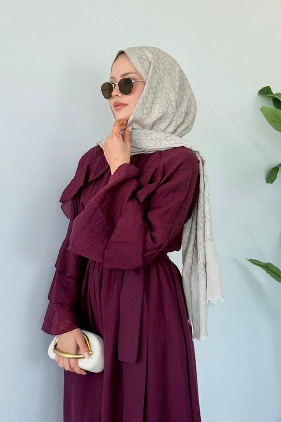 Delux Fırfırlı Pamuk Elbise