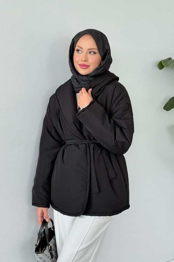 Düz Kuşaklı Şişme Mont