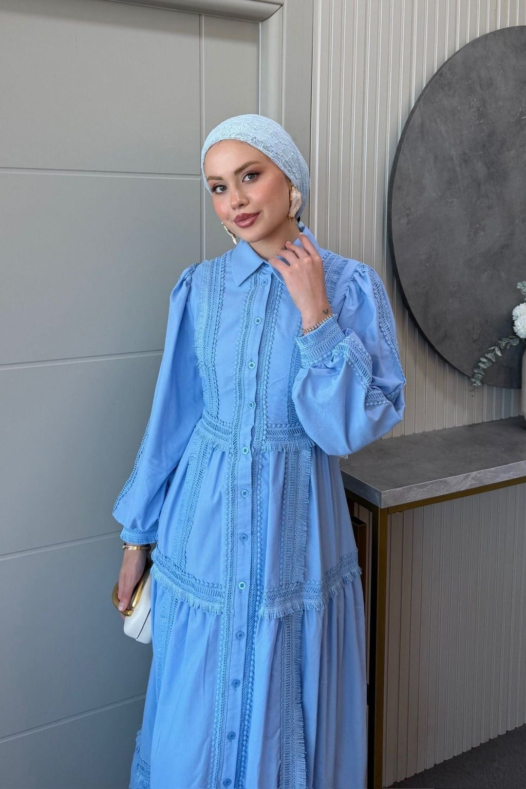 İvana Güpür Detaylı Elbise