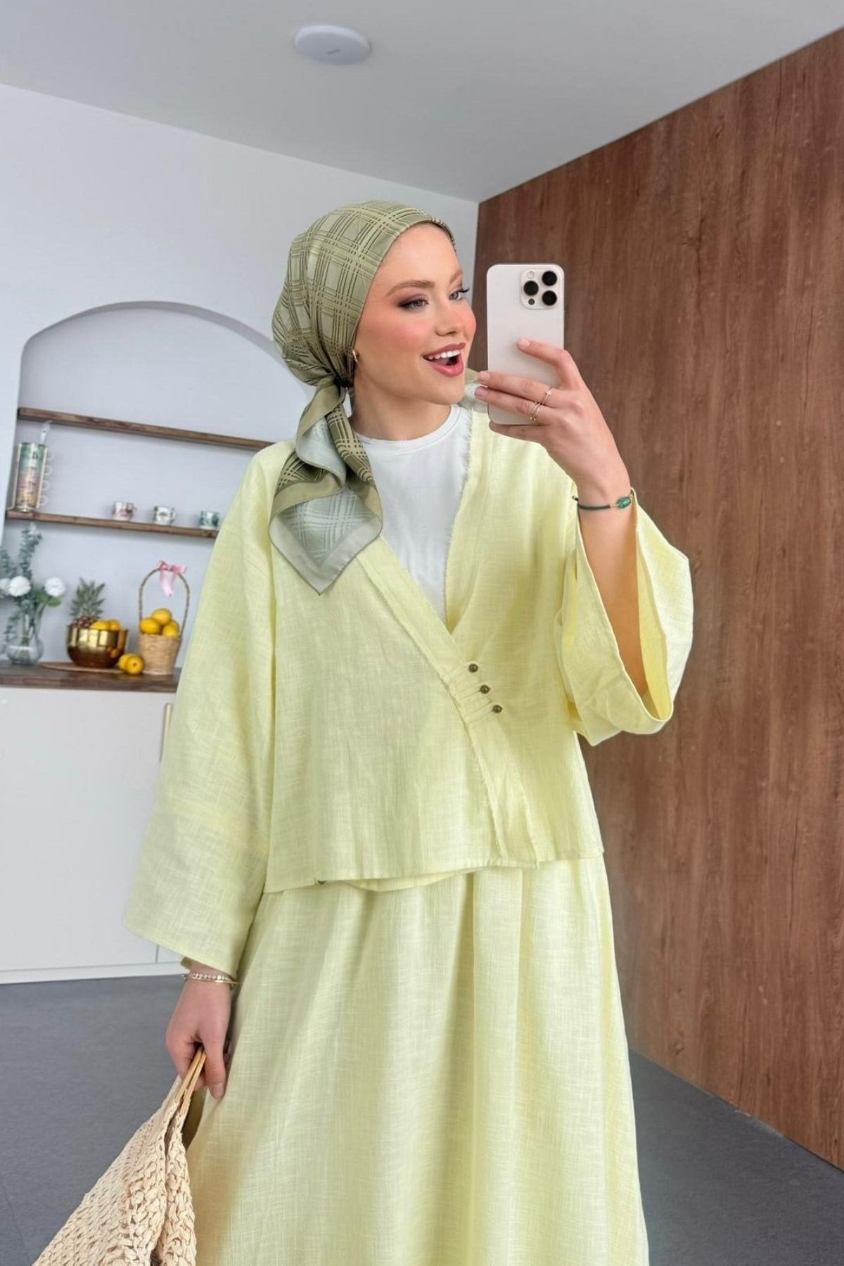 Limon Keten Etekli Takım