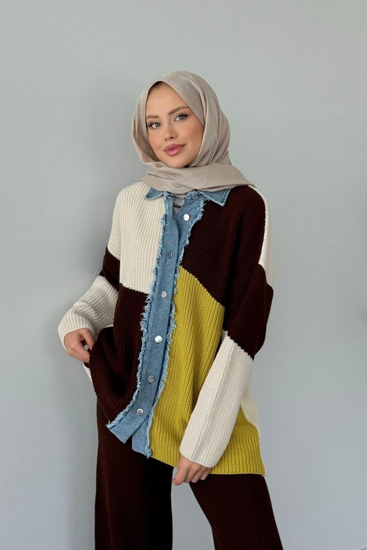 NEW Düğmeli Triko Takım