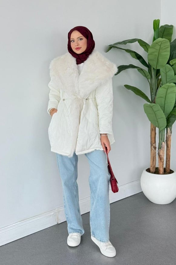 Qua Kürklü Parlak Mont