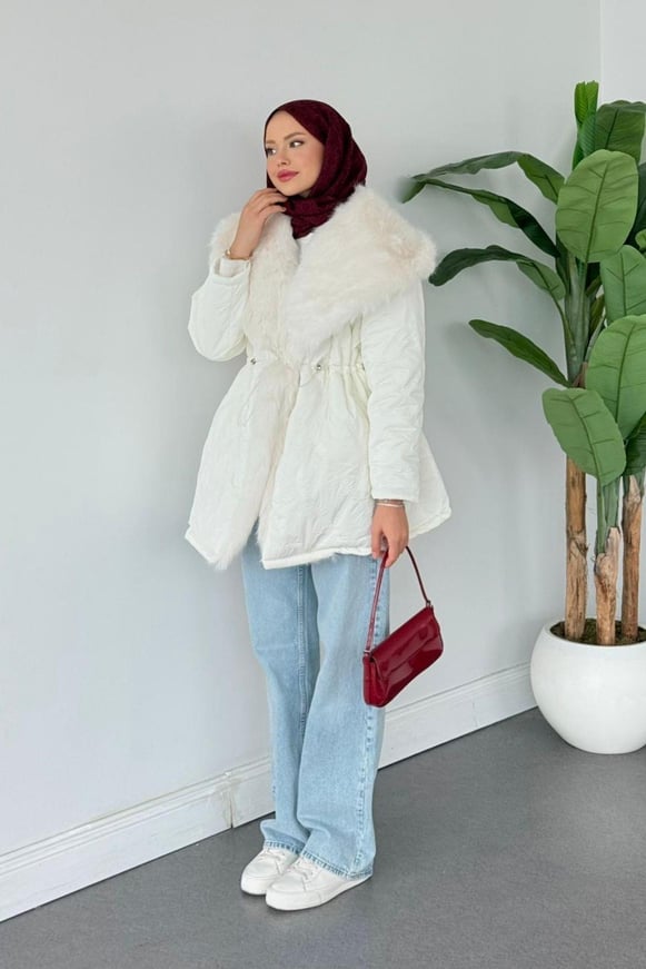 Qua Kürklü Parlak Mont