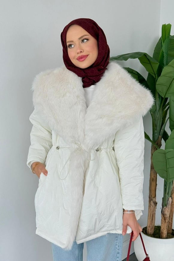 Qua Kürklü Parlak Mont