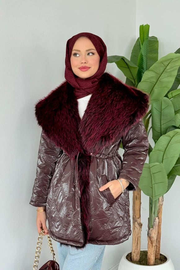 Qua Kürklü Parlak Mont