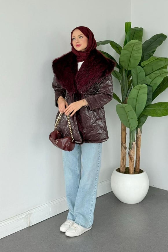 Qua Kürklü Parlak Mont