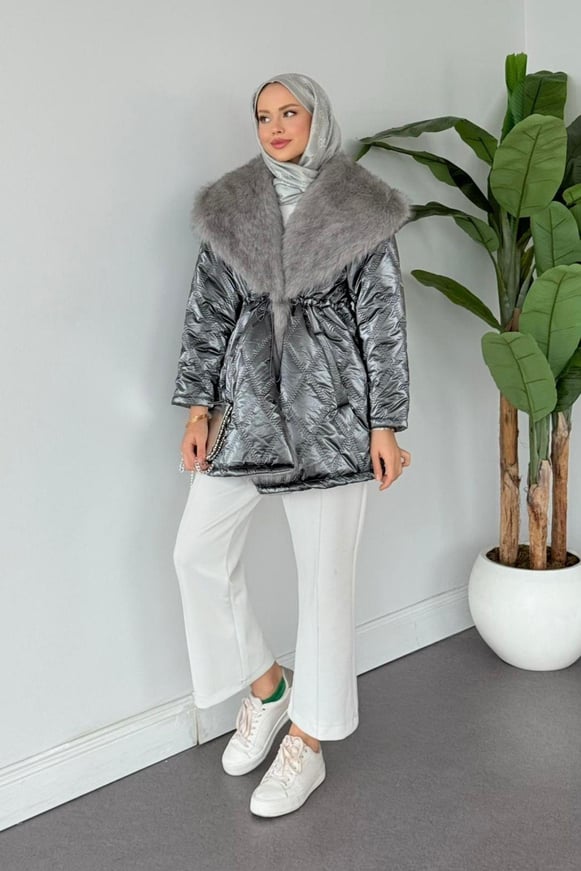 Qua Kürklü Parlak Mont