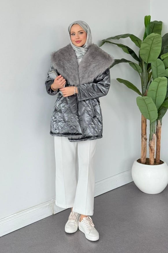 Qua Kürklü Parlak Mont