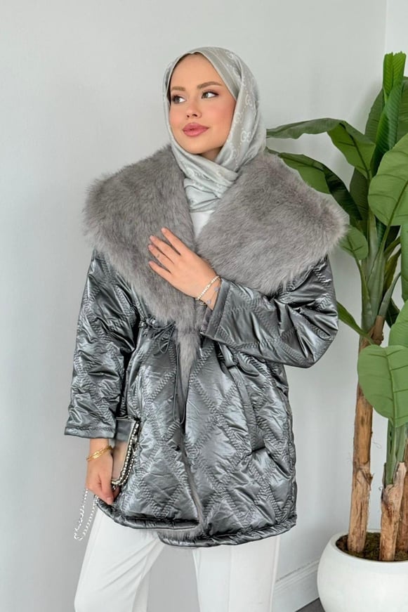 Qua Kürklü Parlak Mont