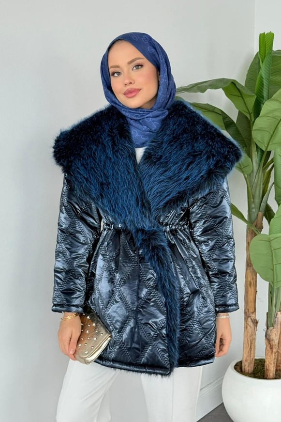 Qua Kürklü Parlak Mont