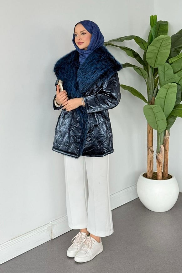 Qua Kürklü Parlak Mont