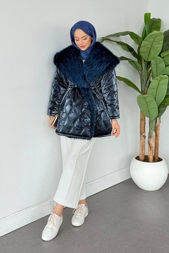 Qua Kürklü Parlak Mont