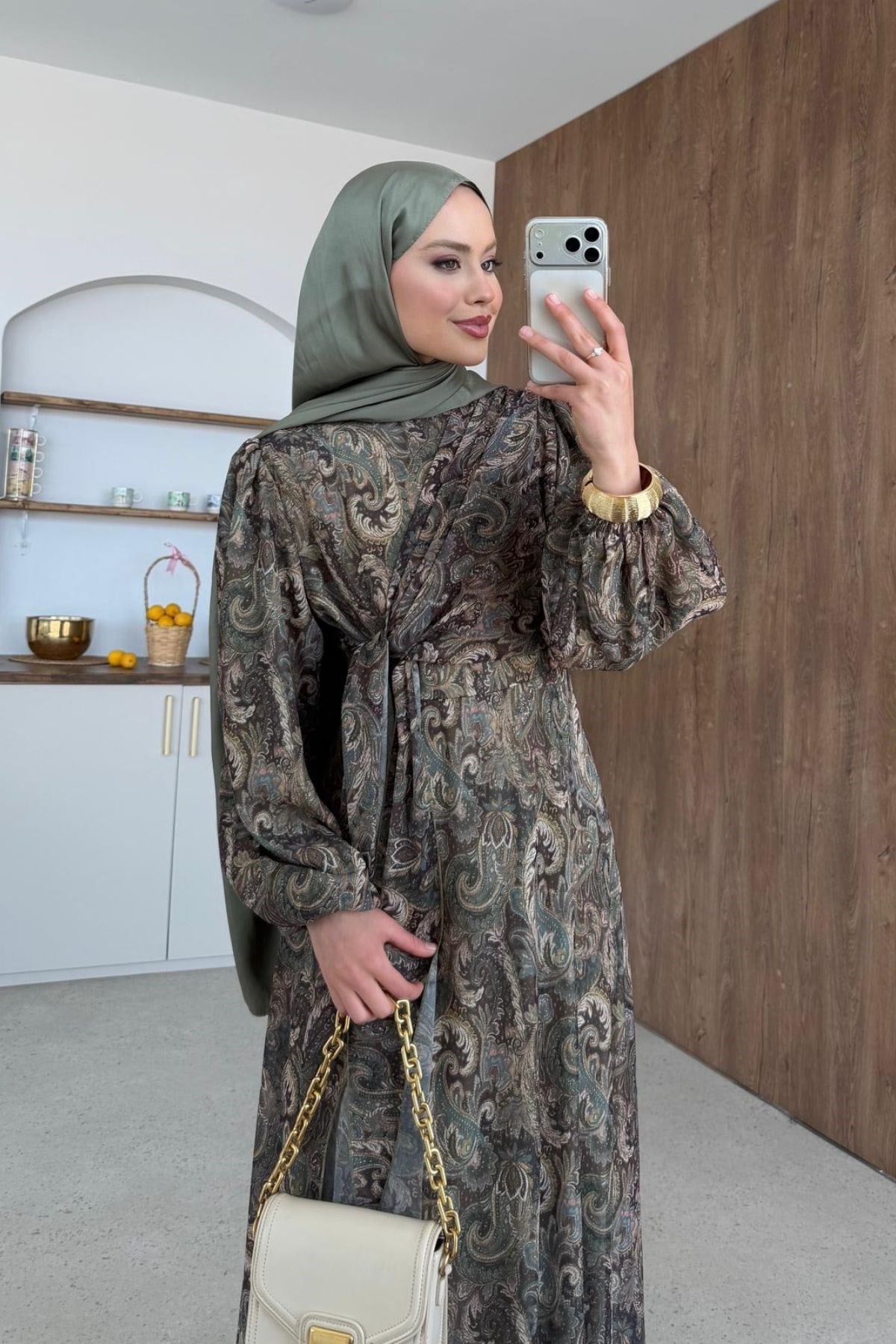 Başak Şifon Desen Elbise