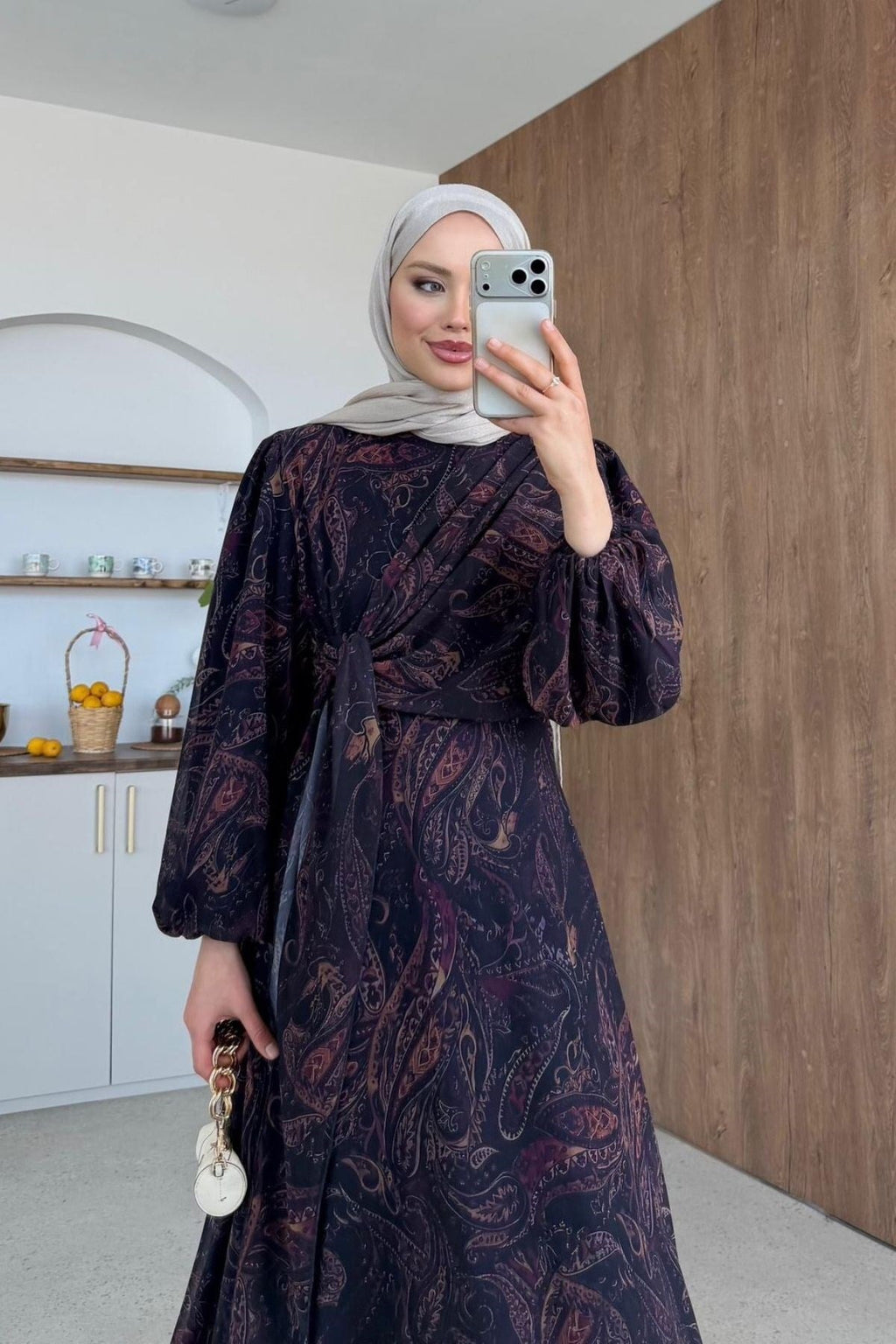 Başak Şifon Desen Elbise
