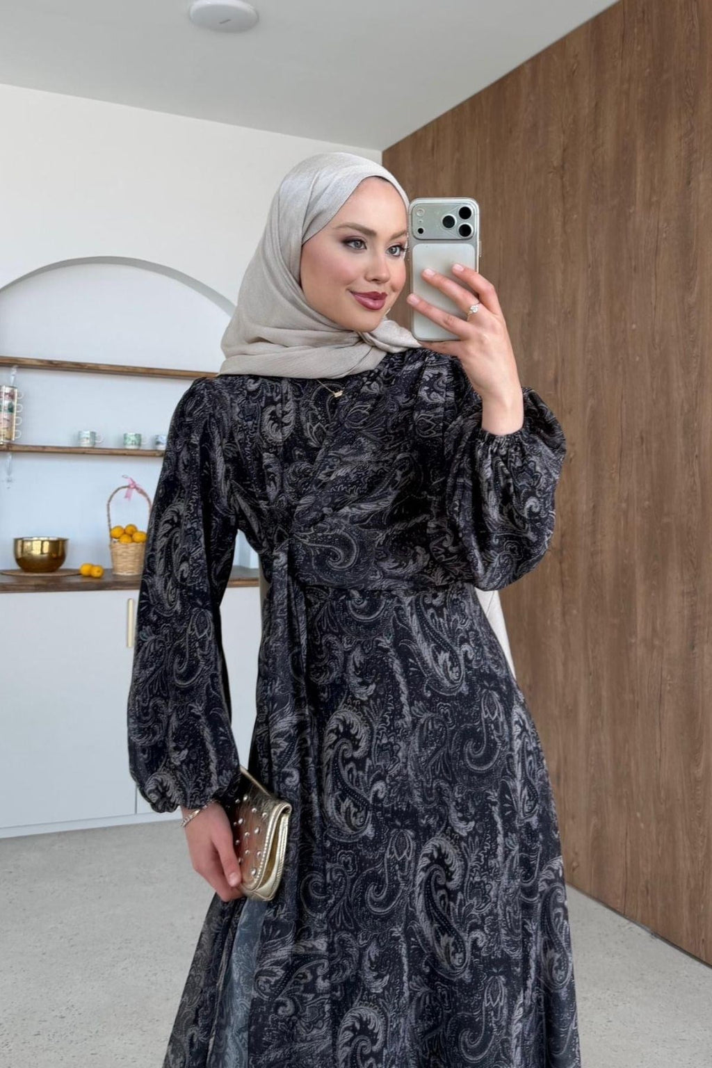 Başak Şifon Desen Elbise